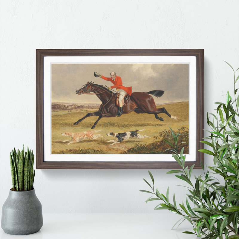 Fox Hunting Vol.1 by John Frederick Herring - Framed Print, Walnut Framed, 48cm H x 65cm W x 2cm D