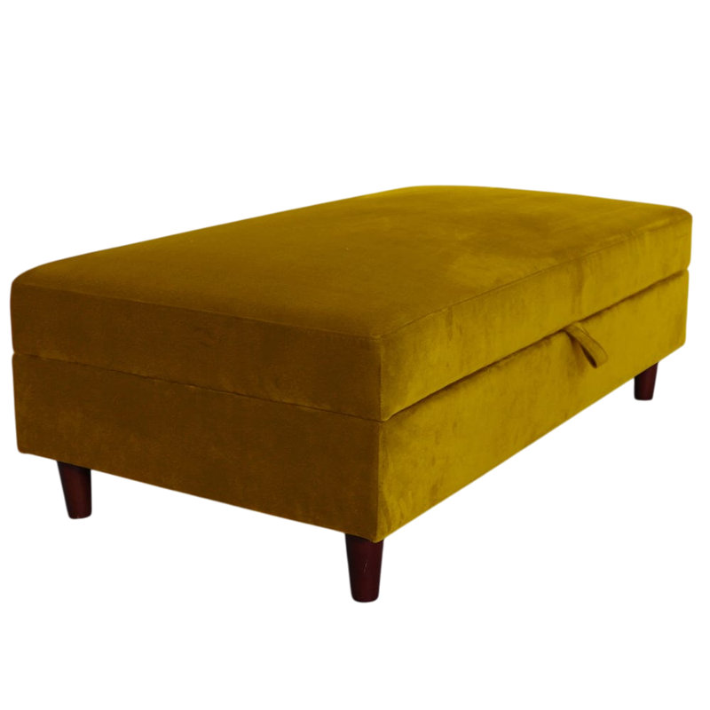 Anyelis 130cm Wide Rectangle Solid Colour Ottoman with Storage, Mustard