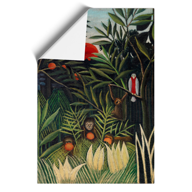 Monkeys and Parrot in the Virgin Forest by Henri Rousseau - Frameless Print, 30cm H x 21cm W x 0.1cm D