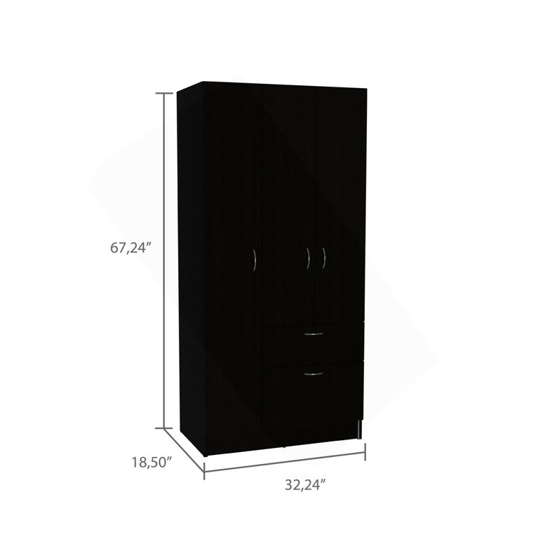 Armoire rectangulaire 1 tiroir Meredith wengé et blanc