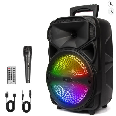 Haut-parleur portatif sans fil 1000W avec microphone, adaptateur d'alimentation à distance rechargeable pour microphone USB