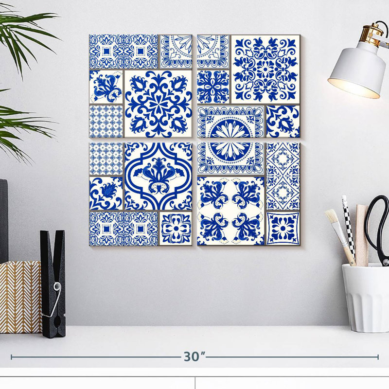 Carreaux bleu majolique, H 18 po x l 18 po