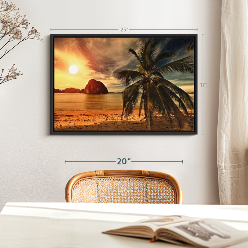 «Hot Beach Sunset Wall Art», H 25 po x l 17 po