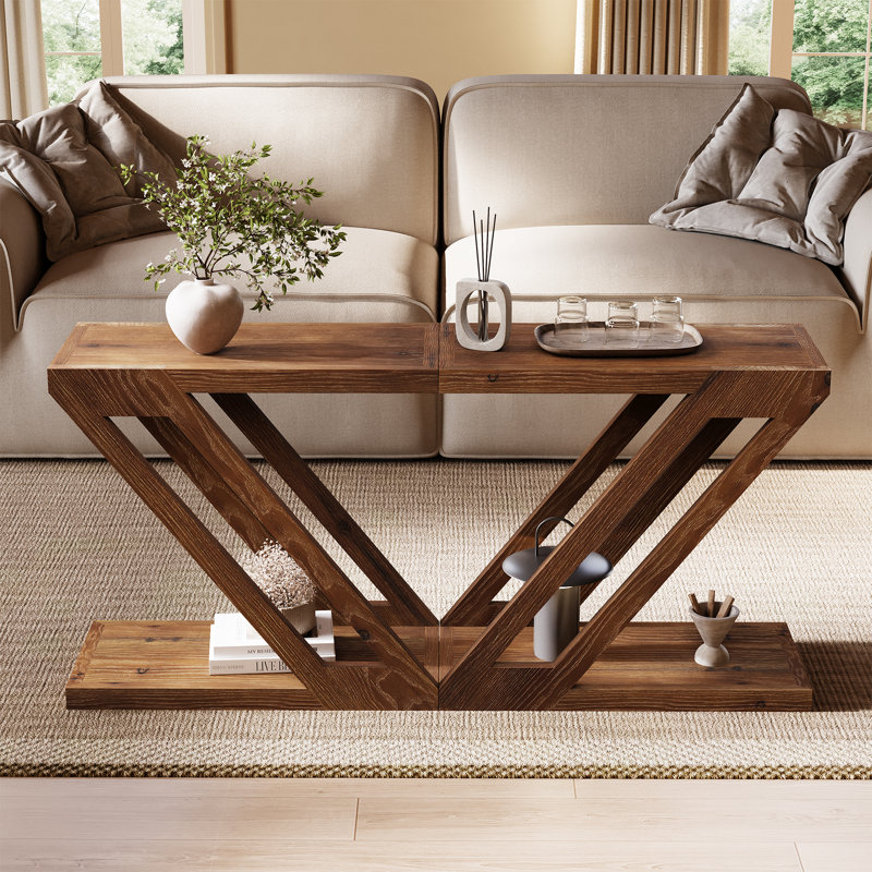 Solid Wood Side Table, Z-Shaped End Table