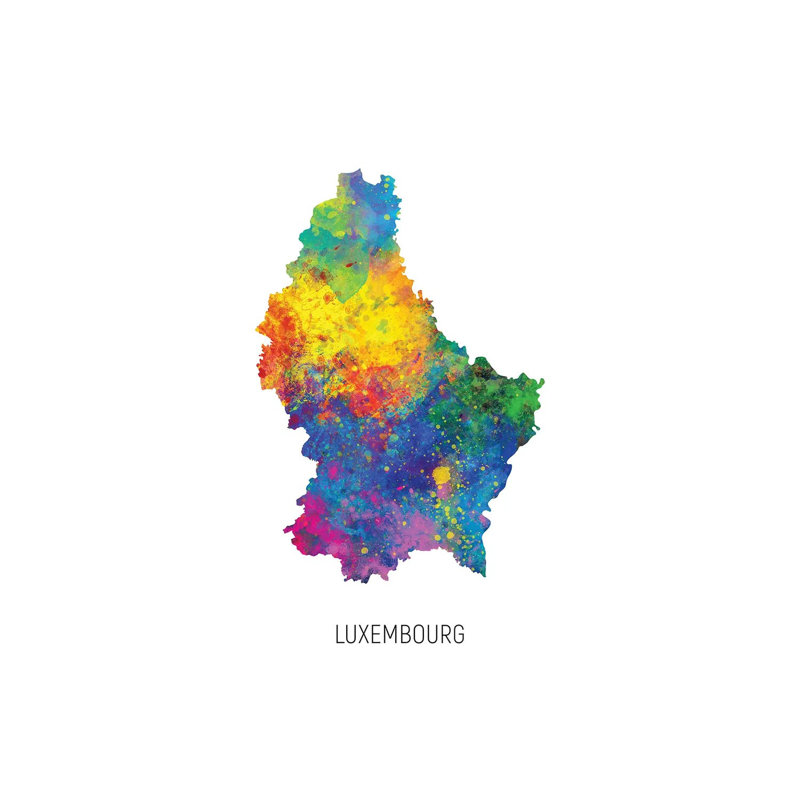 «Luxembourg Map» par Michael Tompsett, impression sur toile tendue, H 60 po x l 40po x P 1,5 po