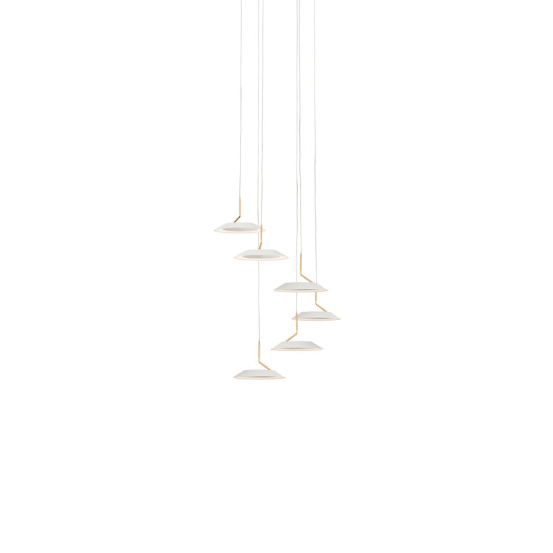 Luminaire suspendu en grappe 6 lumières Royyo, Blanc mat