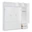 Grand lit escamotable mural avec armoire supérieure, tablettes et garde-robe, lit pliant peu encombrant-689042936
