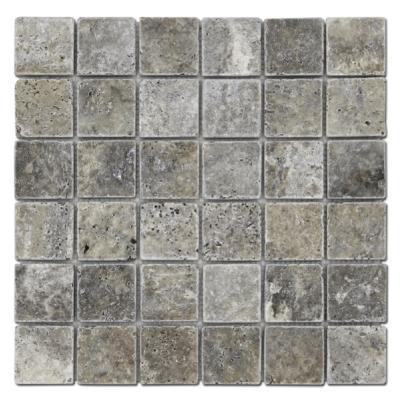 2x2 TRAVERTINE TUMBLED, Silver