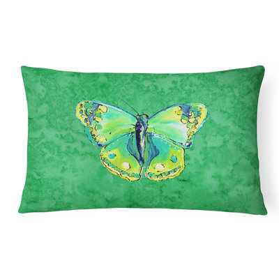Coussin intérieur/extérieur vert/jaune papillon