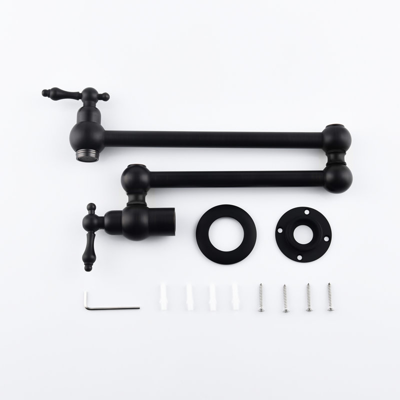 Robinet de lavabo mural noir mat, laiton, bras pour remplissage rapide et sans tracas, poignées doubles pour gérer la symétrie du débit d'eau, support de revêtement anti-corrosion en noir, débit réglable en douceur,