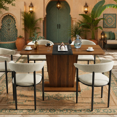 Extendable Dining Table, Modern Expandable Kitchen Table, Rectangular Dinner Table for Small Space Home Restaurant