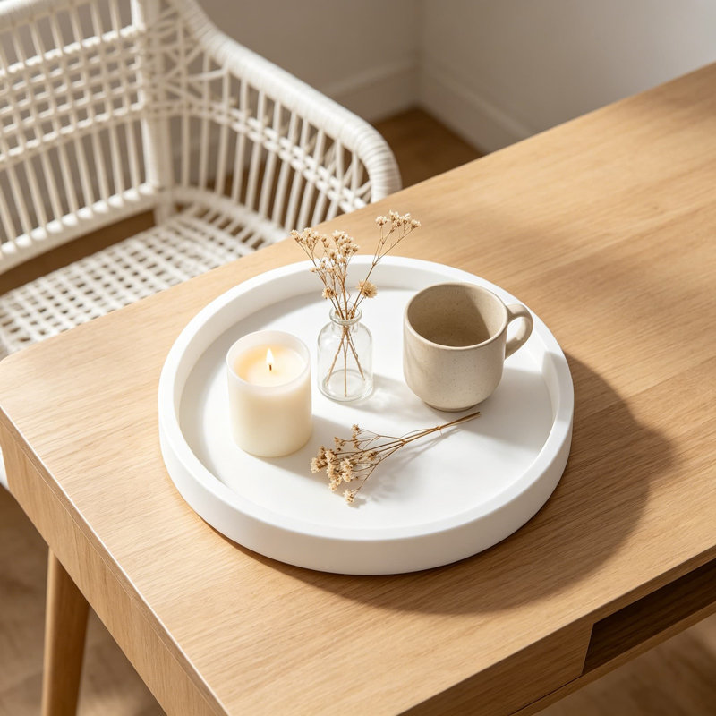 Plateau en silicone pour salle de bain, L 10 po x P 10 po x H 0,8 po, Blanc