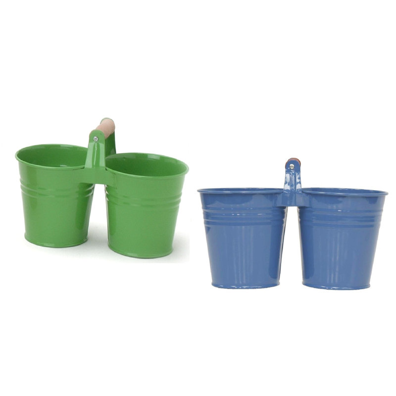 Ensemble de pots à fleurs 2 pièces Calum Roxboro, Vert pomme / bleu