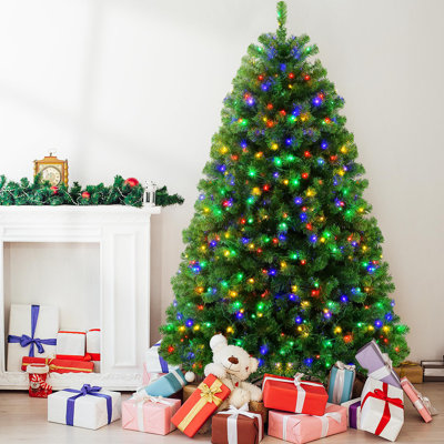 Arbre de Noël épinette éclairé avec support en métal