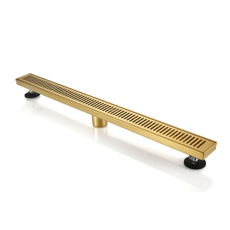 BOANN 304 Stainless Steel Rectangular Linear Shower Floor Drain (32 in), Gold 