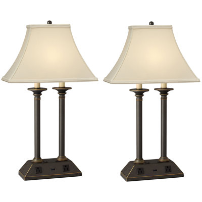 Traditional Madison Bronze USB Bedside Table Lamp