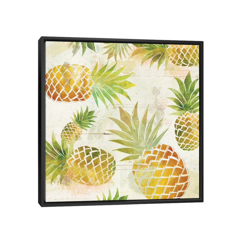 «Pineapple Dance II», impression sur toile, H 18 po x l 18 po x P 1,5 po, Toile encadrée noire, Pas de tapis