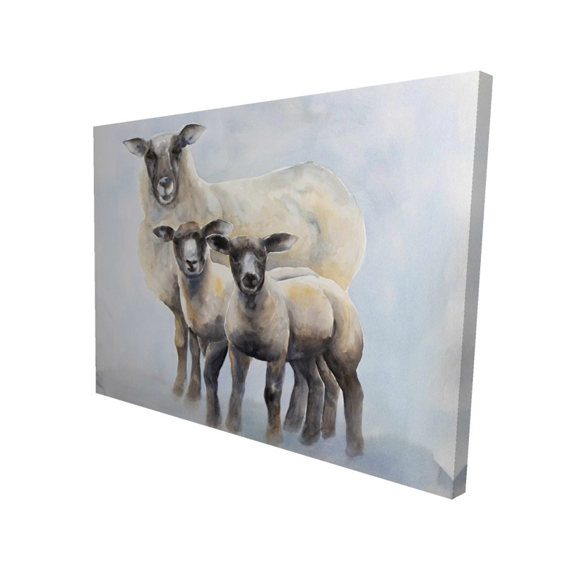 Famille de moutons - Toile brune pour animaux | Reproduction d'art