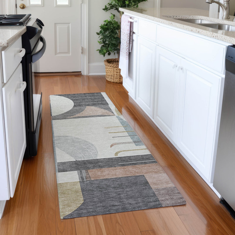 Premium Machine Washable Mehara AMF1694 Geometric Rug, Runner 2'3" x 7'6"