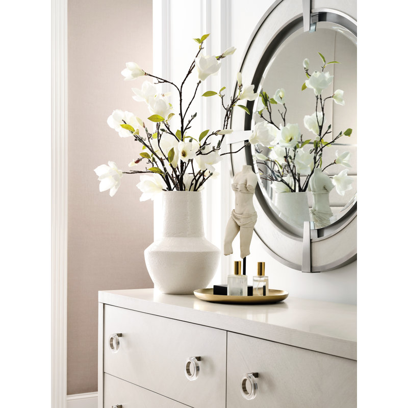 Brighton White Round Wood Transitional Mirror