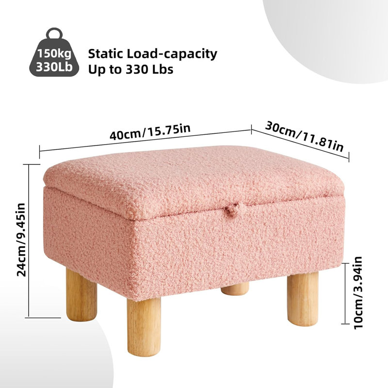 Petit repose-pieds avec rangement et repose-pieds rose