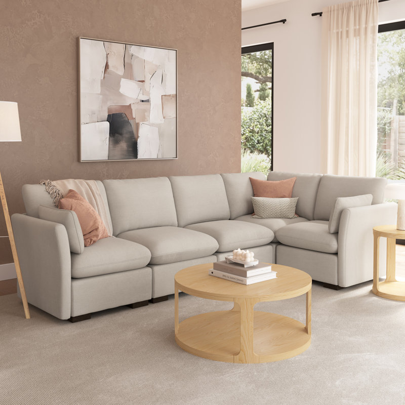 Coin modulaire, meubles de salon, Polyester taupe brume