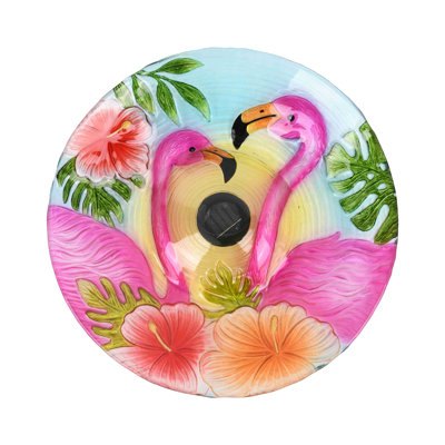 Solar Flamingo Bird Bath