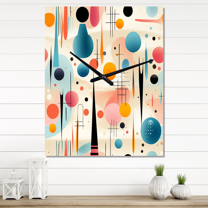 Jaretsi - Horloge murale Mid-Century géométrique, Très grand