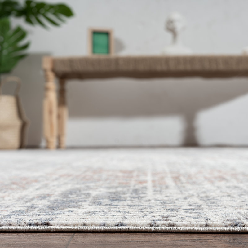 9 Abstract Area Rug in Gray/Ivory, Rectangle 9'6" x 13'