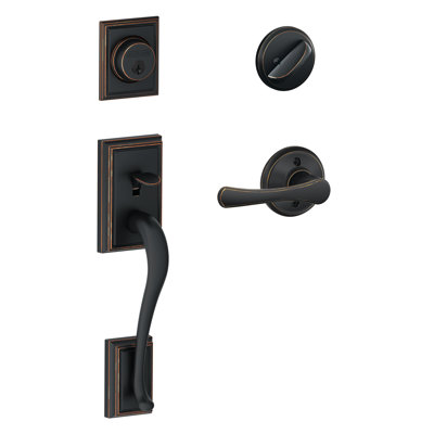 Addison Handleset with Single Cylinder Deadbolt and Avila Door Lever and Rosette