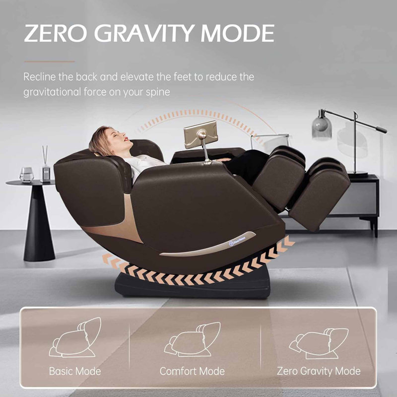 Heated Reclining Massage Chair with SL Track,LCD Remote,Bluetooth,APP control, Brown Faux Leather