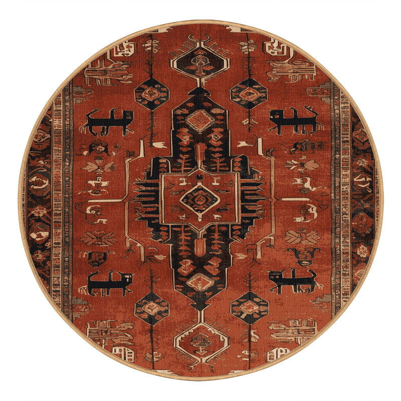 Tapis brun lavable à la machine, Rond 6 pi