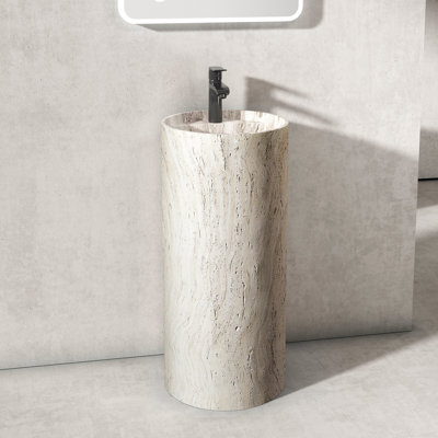 34" Freestanding Tall Solid Surface Pedestal Bathroom