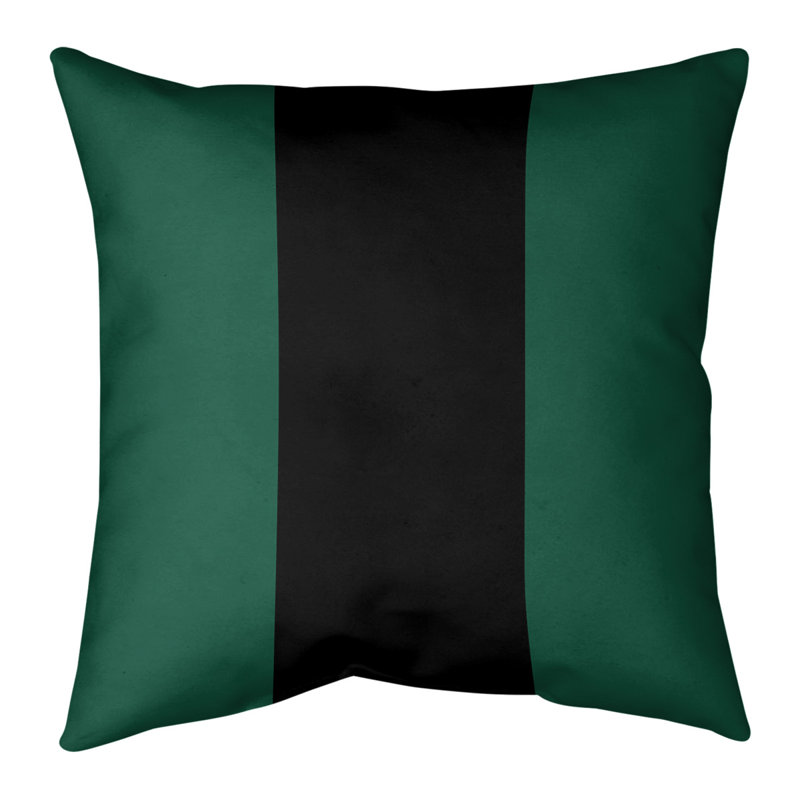 Housse de coussin, 16 po x 1 po, Vert / Noir, Polyester sergé