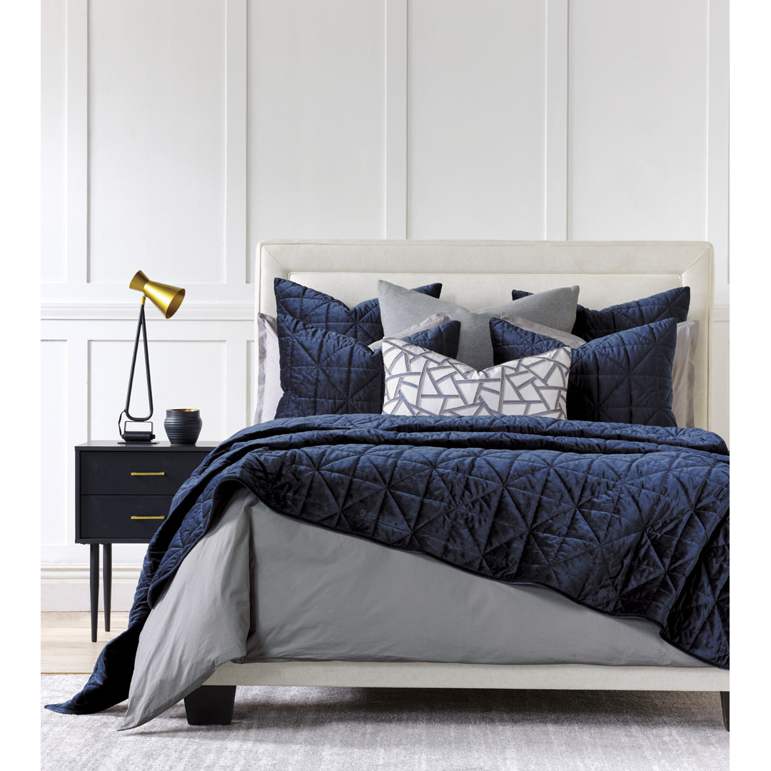 Nova Modern & Contemporary Velvet Quilted Geometric Shapes Coverlet Eastern Accents 