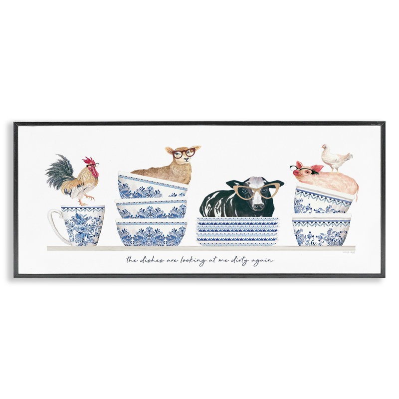 Plats de ferme sur toile par Cindy Jacobs, H 13 po x l 30 po x P 1,5 po, Giclée encadrée noir minuit