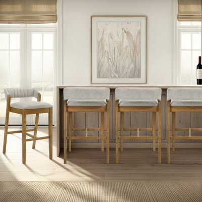 Frison Counter Height Or Bar Height Rubberwood Barstool With Fabric Seat - Set Of 4