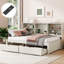 Lit simple avec tablettes de rangement latérales, tiroirs et cadre moderne blanc crème-1724809727
