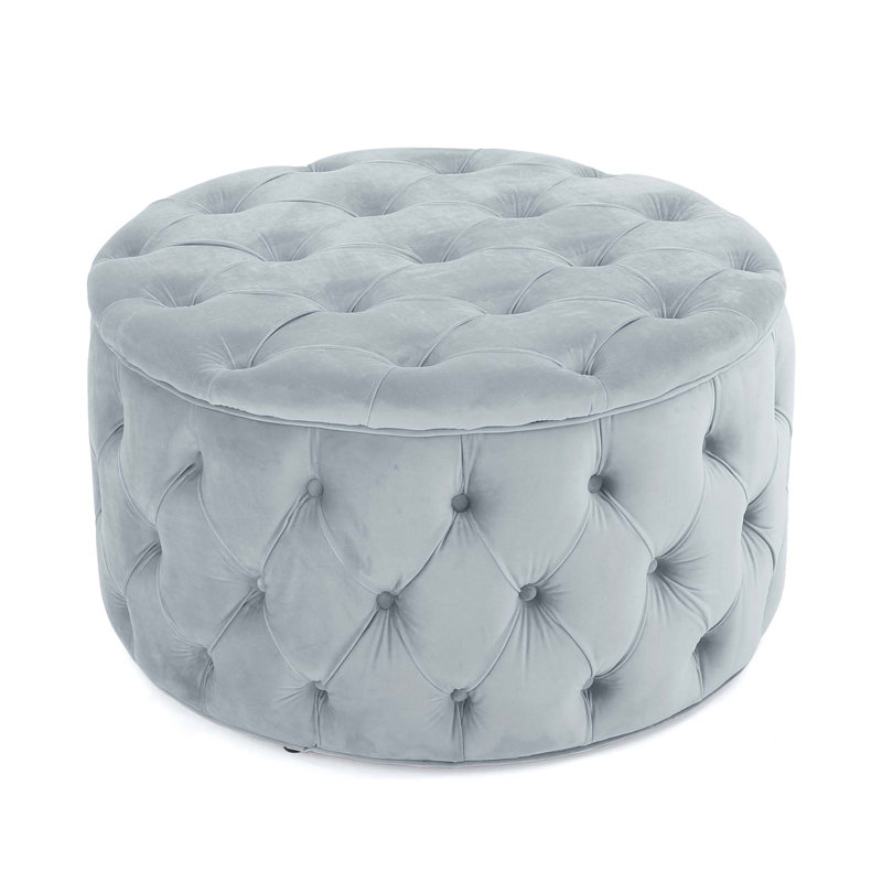 Stylish Multi-Use Tufted Ottoman for Home, Light Gray