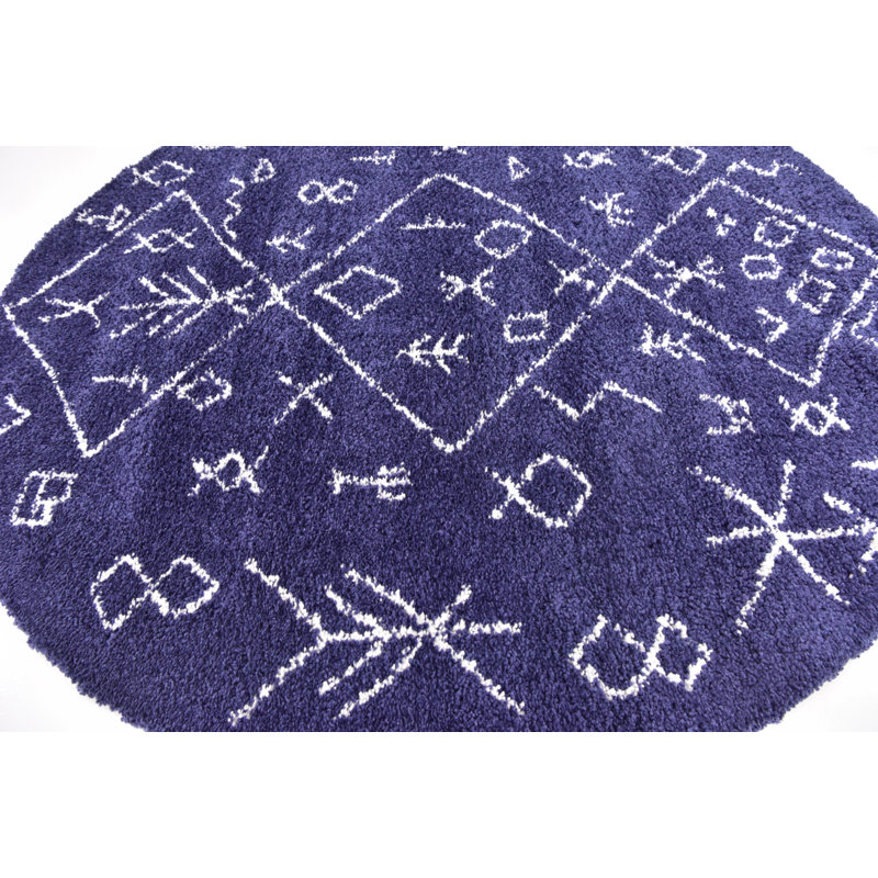 Tapis Jonnye Southwestern, Rond 8 pi, Bleu