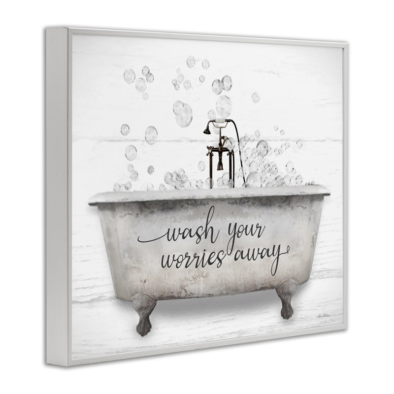 «Wash Worries Away Tub Bubble», estampe numérique encadrée par Lori Deiter, H 24 po x l 30 po