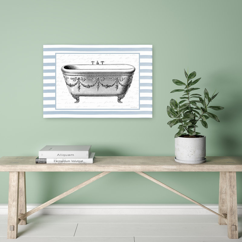 Art mural rétro rétro élégant avec baignoire sur pattes rétro, 16" H x 24" W