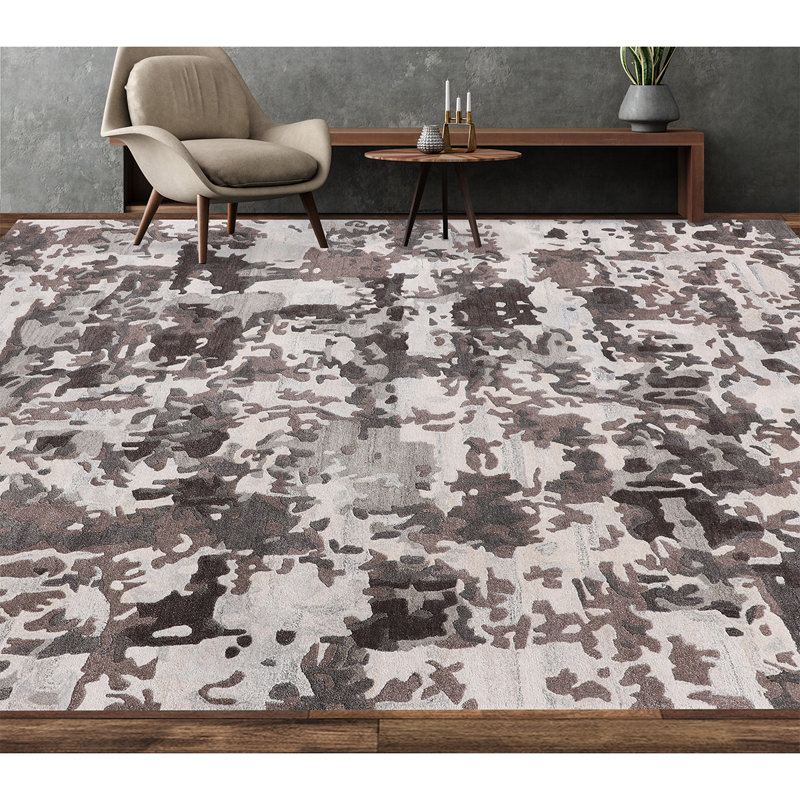 Hand Woven Wool Abstract Area Rug, Rectangle 5'9" x 8'10"