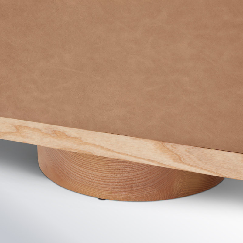Banc de rangement rabattable, Cuir camel végétalien, Naturel