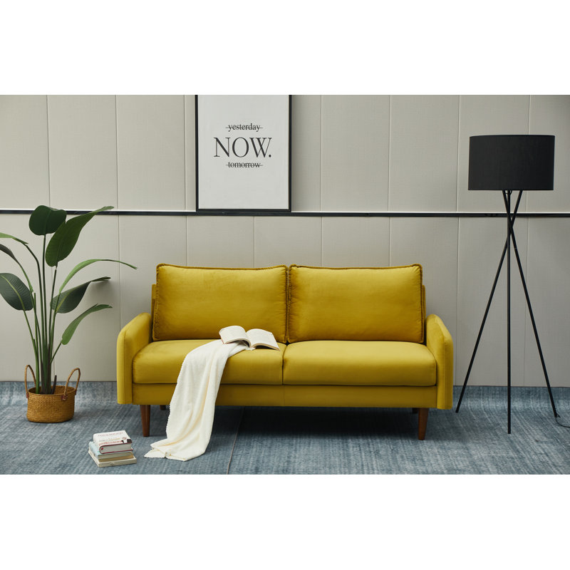 Emteas 69'' Velvet Sofa, Goldenrod Velvet
