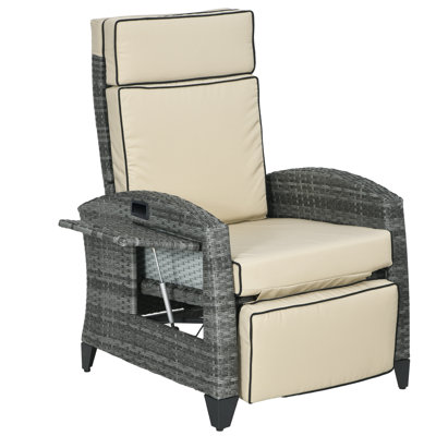 Fauteuil inclinable d'extérieur, chaise longue inclinable de patio avec repose-pieds réglable