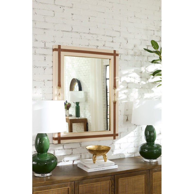 Buckley Rectangle Leather Mirror, Tan/Natural