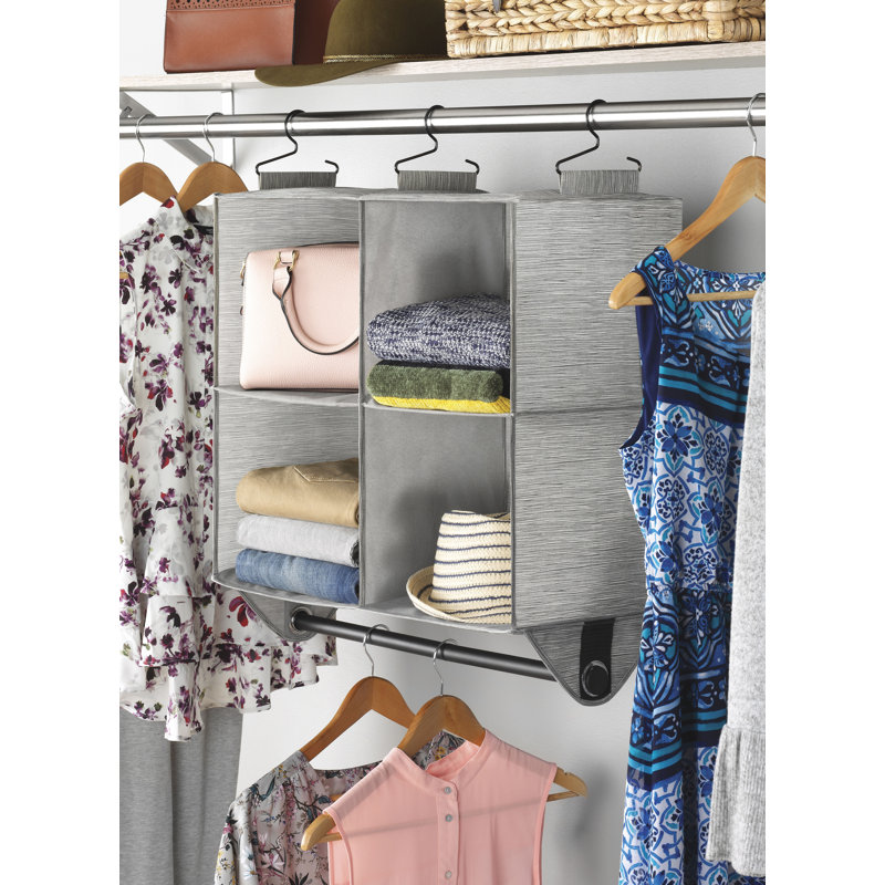 Aidan Fabric Hanging Organizer with Garment Rod - Basics by Wayfair™