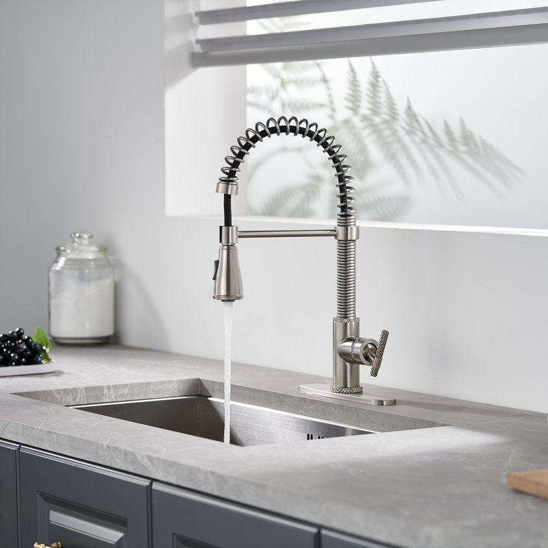 Bolden CASAINC 1.8 GPM Britt Commercial Style Pull Down Single Handle Kitchen Faucet, Brushed Nickel