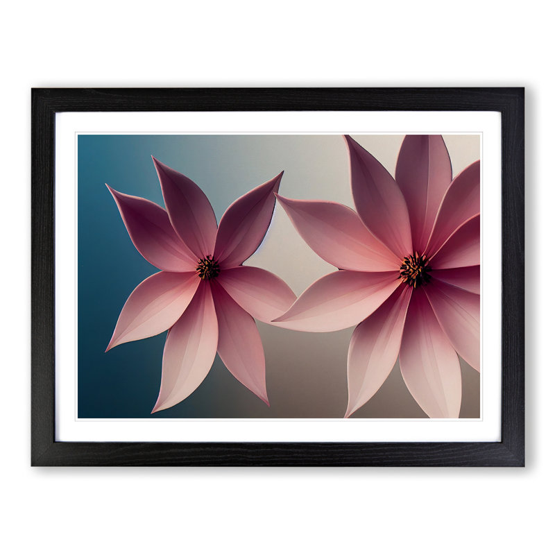 Astounding Modern Flowers - Single Picture Frame Print, Black Framed, 46cm H x 64cm W x 2cm D